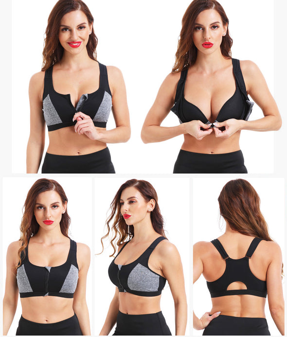 STUNNING Front-Close Black Sports Bra