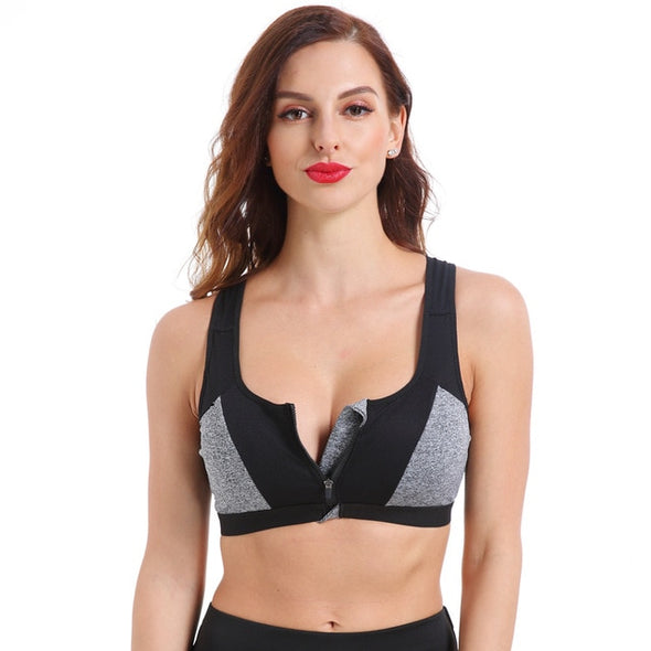 STUNNING Front-Close Black Sports Bra